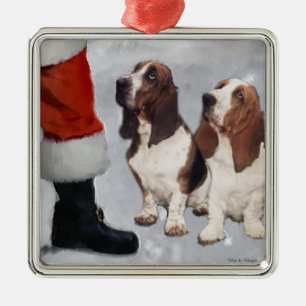 Metal Ornamento dos presentes do Natal de Basset Hound