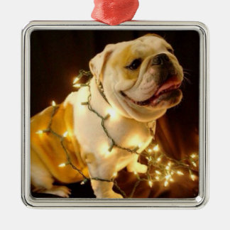 Metal Ornamento inglês da árvore de Natal do buldogue