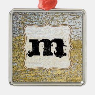 Metal Ornamento Inicial do Monograma de Grunge Dourado e