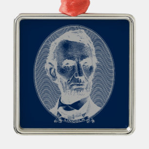 Metal Ornamento Metálico com Retrato de Lincoln em Prata