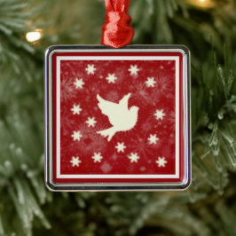 Metal Ornamento metálico de pomba e flocos de neve