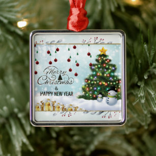 Metal Ornamento Metálico Dourado, Floral de Natal Casado