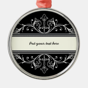 Metal Ornamento personalizado branco preto de borda fund
