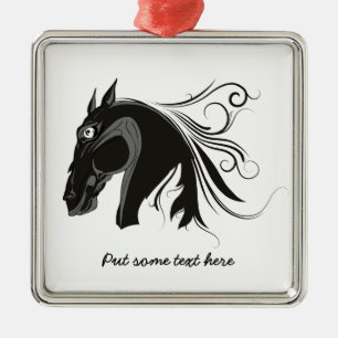 Metal Ornamento personalizado da cabeça de cavalo preto 