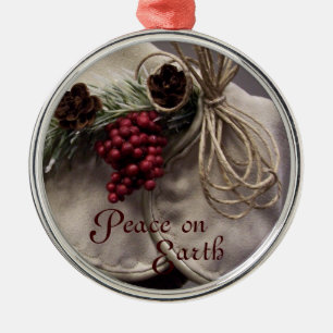 Metal Ornamento Personalizado de Twine e Berries