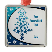 ornamento personalizado em floco de neve azul