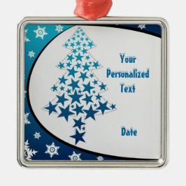 Metal ornamento personalizado em floco de neve azul