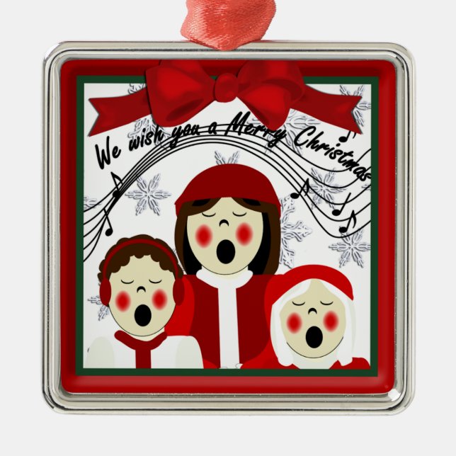 Metal Ornamento Premium dos Carolers de Natal (Frente)