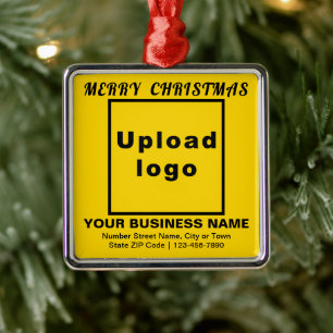 Metal Ornamento Quadrado Amarelo de Natal Comercial