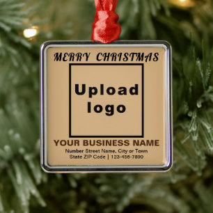 Metal Ornamento Quadrado Castanho-claro de Natal Comerci