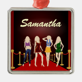 Metal Ornamento Quadrado de Fashion Girls Red Carpet Pre