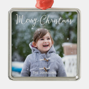 Metal Ornamento Quadrado de Foto de Neve para Natal Prem