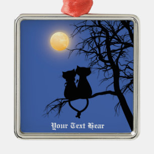 Metal Ornamento Quadrado de Gato Premium com Dois Amante