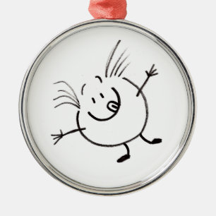 Metal Ornamento Redondo de Cara de Doodle Goofy