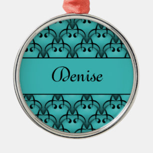Metal Ornamento Redondo de Natal Bliss Premium, Teal