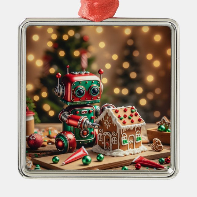 Metal Ornamento Robô de Natal (Frente)