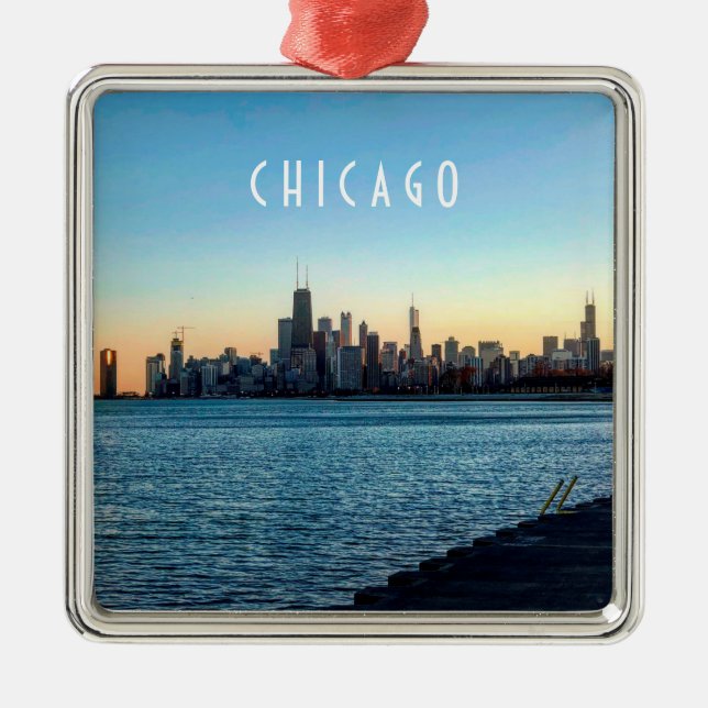 Metal Ornamento Skyline de Chicago (Frente)