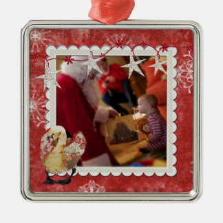 Metal Ornamento vermelho da foto do floco de neve da