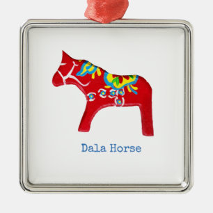 Metal Ornamento vermelho do cavalo de Dala