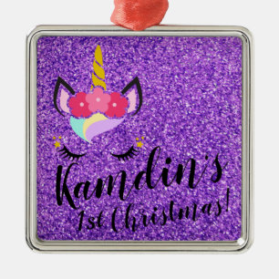 Metal Ornamento XMAS de Glitter Roxo Personalizado do Un