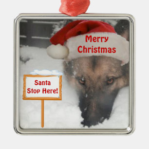 Metal Papais noeis de German shepherd de Ornamento Param