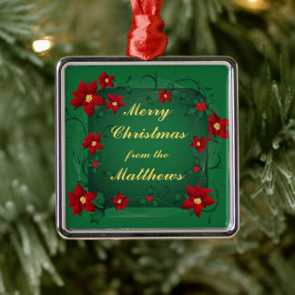 Metal Poinsettia Feliz Ornamento Pendente de Natal