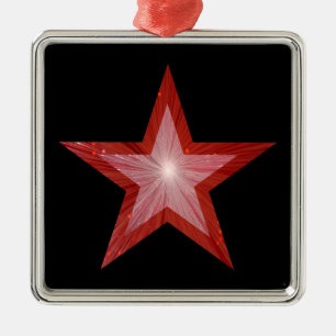 Metal Praça de ornamento da Estrela Vermelha preta