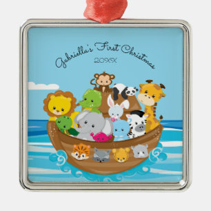 Metal Primeiro Ornamento de Natal do Bebê da Arca de Cut