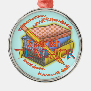 Metal Professor de Espanhol ornamento redondo deluxe