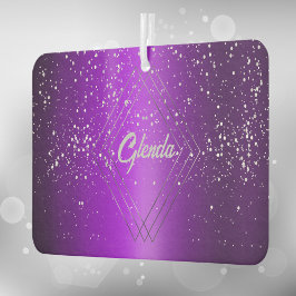 Metal roxo moderno escovado com monograma de prata