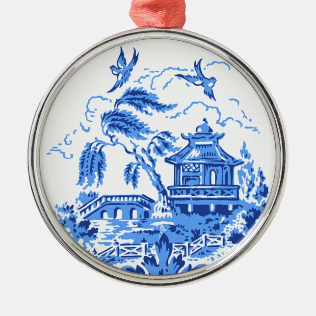 Metal Salgueiro azul ornamento azul & branco de China (Frente)