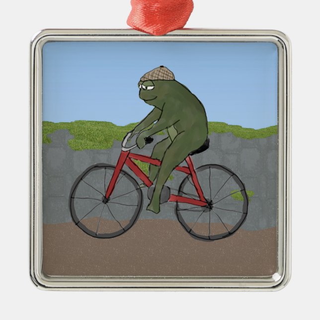 Metal Sapo cavalheiro em um Ornamento de Bicicleta (Frente)