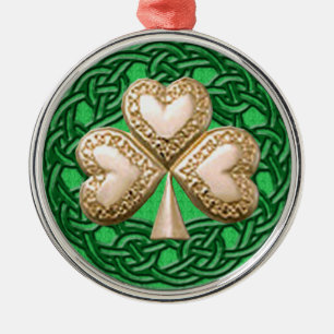 Metal Shamrock Dourado Sobre Ornamento De Nós Celtas