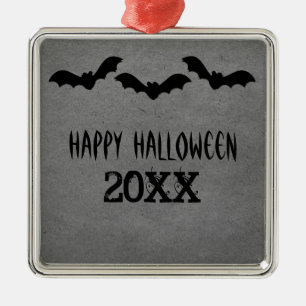 Metal Trio de Ornamento Premium de Bats Halloween, Cinza