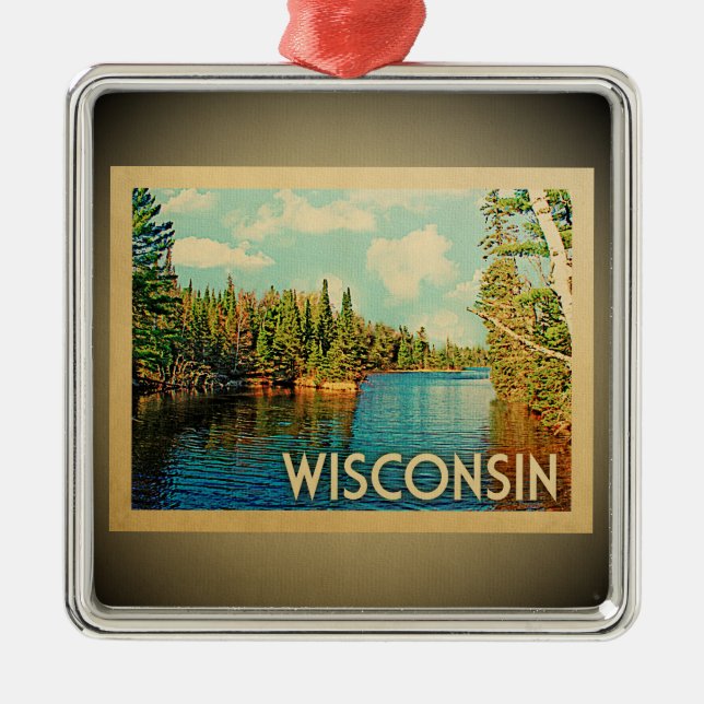 Metal Viagens vintage de ornamento de Wisconsin (Frente)