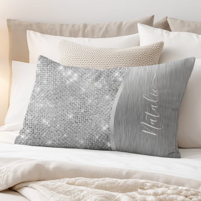 Metálico Personalizado Da Glitter De Prata Glam (Criador carregado)