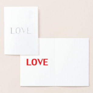 Metalizado "Amor", letras vermelhas, cartão de saudação, p