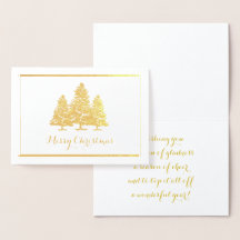 Árvores de Natal de Folha de Ouro Cartão de Natal 