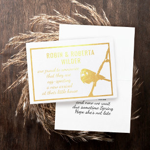 Metalizado Aviso de Gravidez Cartão de Folha