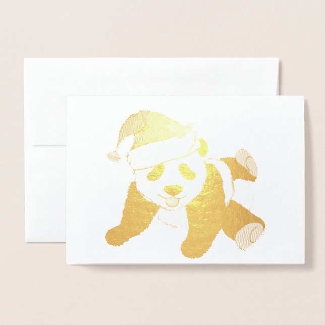 Metalizado Belo Cartão de Panda Bear Gold (Frente com envelope)