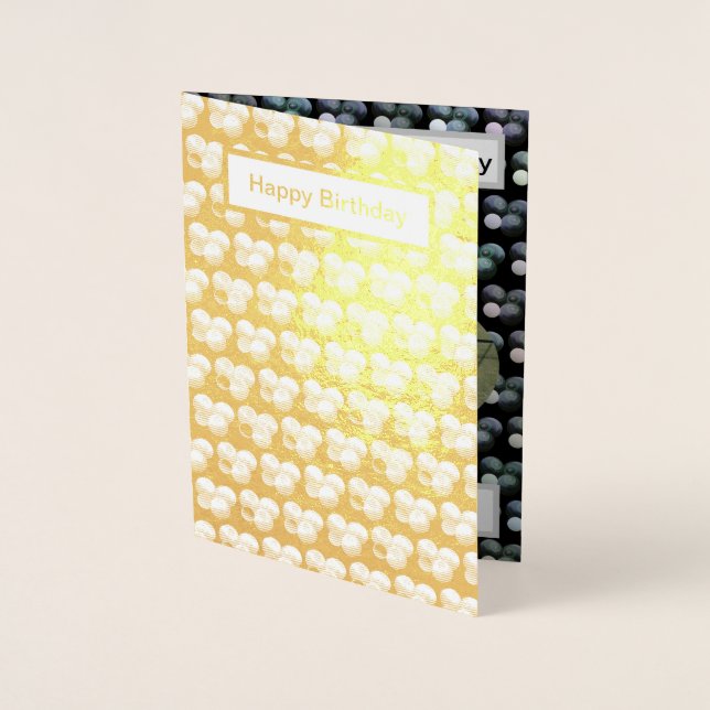 Metalizado Boliches De Folha De Ouro, Cartão De Aniversário. (Frente)