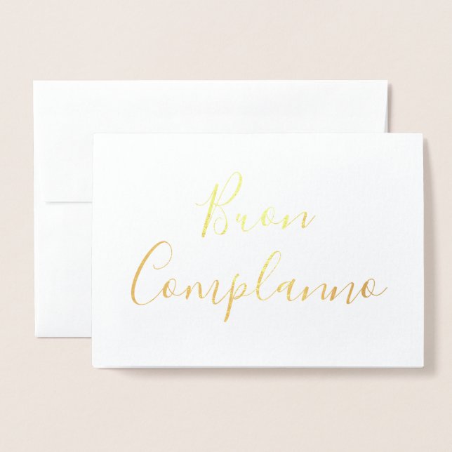 Metalizado Buon Compleanno - Cartão de Foil Ouro (Frente com envelope)