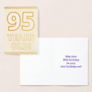 Metalizado Cartão de Aniversário "95 ANOS DE IDADE!" com Folh