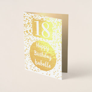 Metalizado Cartão de aniversário de 18 anos Dourado personali
