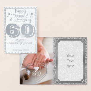 Metalizado Cartão de Aniversário de 60 Diamante Personalizado