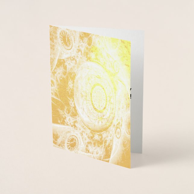 Metalizado Cartão de Aniversário de Folha de Tempo Steampunk (Frente)