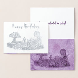 Metalizado Cartão de Aniversário do Fungi Meadow Foil