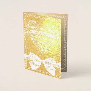 Metalizado Cartão de Aniversário do Ouro 50º Personalizado po