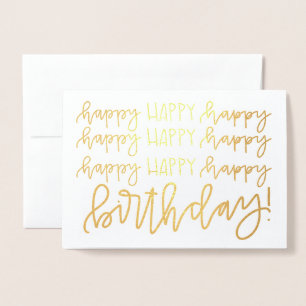 Metalizado Cartão de Aniversário Feliz para Caligrafia Gold F