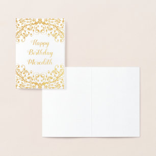 Metalizado Cartão de Aniversário Personalizado Floral Persona